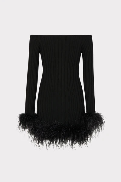 Rosette Feather Trim Mini Dress | MILLY