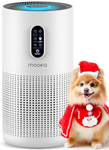 Air Purifiers for Home Large Room up to 1500 ft², MOOKA HEPA Air Purifier for Home Pets Hair in Bedroom with Aromatherapy, Air Filter Cleaner for Dorm, Pets, Office, 20dB, Night Light, B-D03, White | Amazon (US)