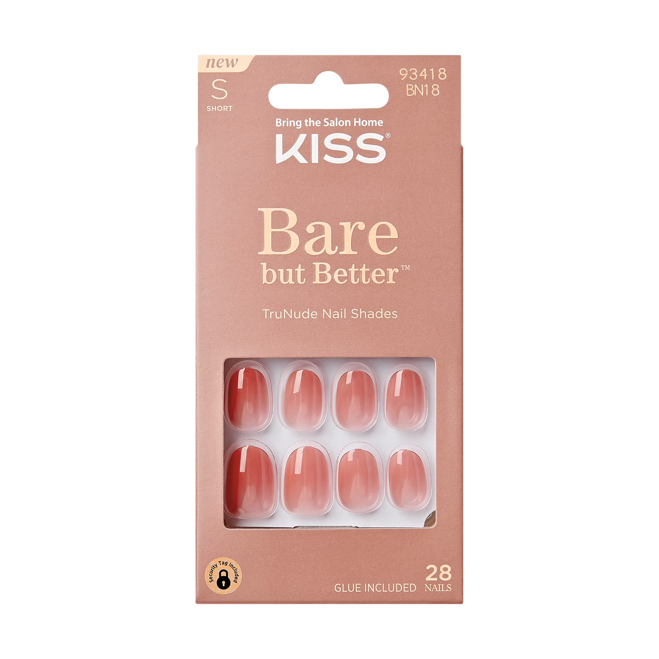 KISS Bare But Better, Press On Nails, No More Naps, Orange, Short Oval, 28 Count | Walmart (US)