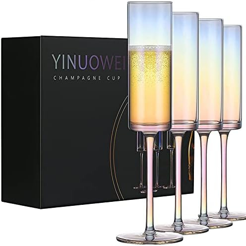 Champagne Flutes - Luster Iridescent Champagne Glasses, Lead-free Premium Crystal Gifts for Weddings | Amazon (US)