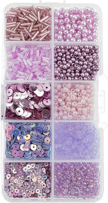 John Bead Sequins and Beads Kit APX 81g Mix 10 Types, Light Purple Palette | Amazon (US)