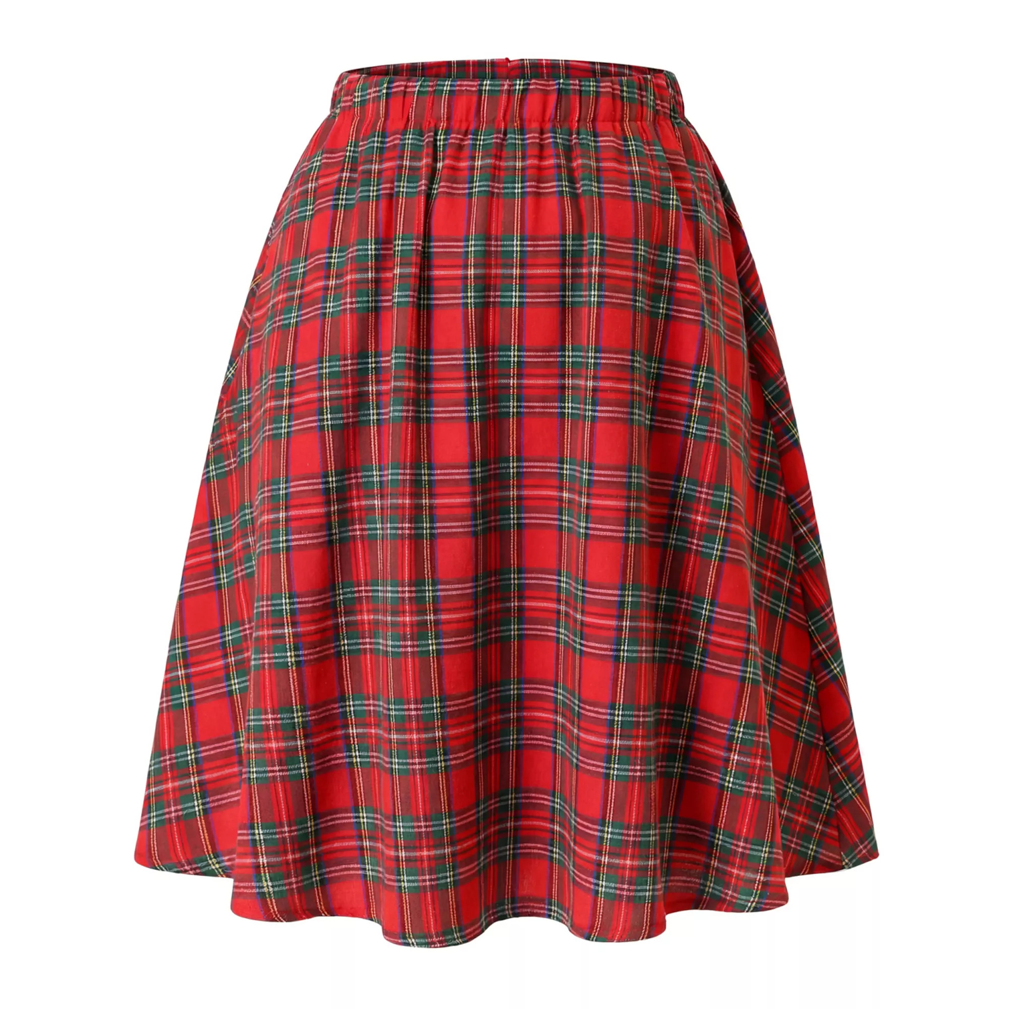 Women's Plus Size A Line Knee Length Plaid Flare Skirt | Kohl's