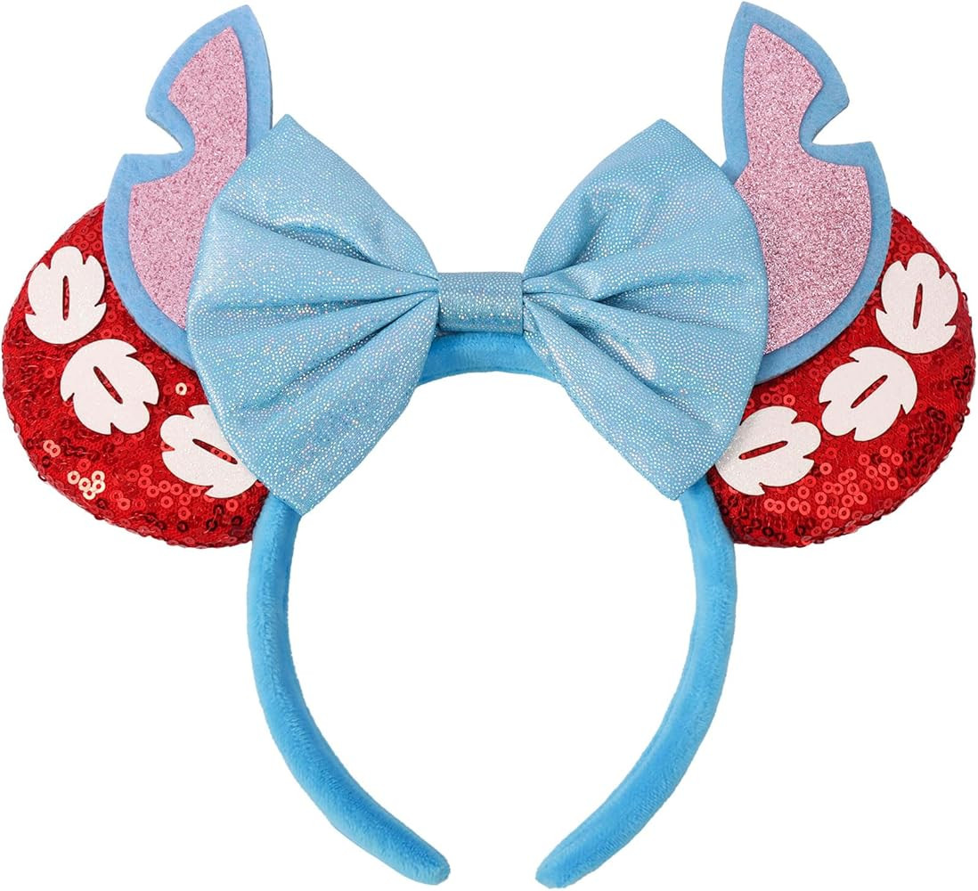 Ears Headband, Sequin Mouse Ears for Women Girls Boys, Hamemade Soft Bow Headband for Cosplay Par... | Amazon (US)