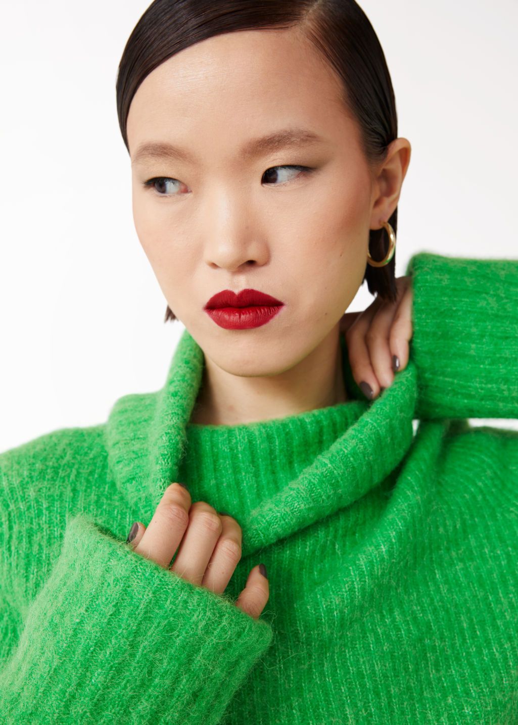 Fold-Up Cuff Turtleneck Sweater - Green - Turtlenecks - & Other Stories US | & Other Stories US