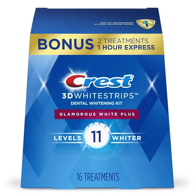Crest 3D Whitestrips, Glamorous White, Teeth Whitening Strip Kit, 32 Strips (16 Count Pack) -Pack... | Amazon (US)