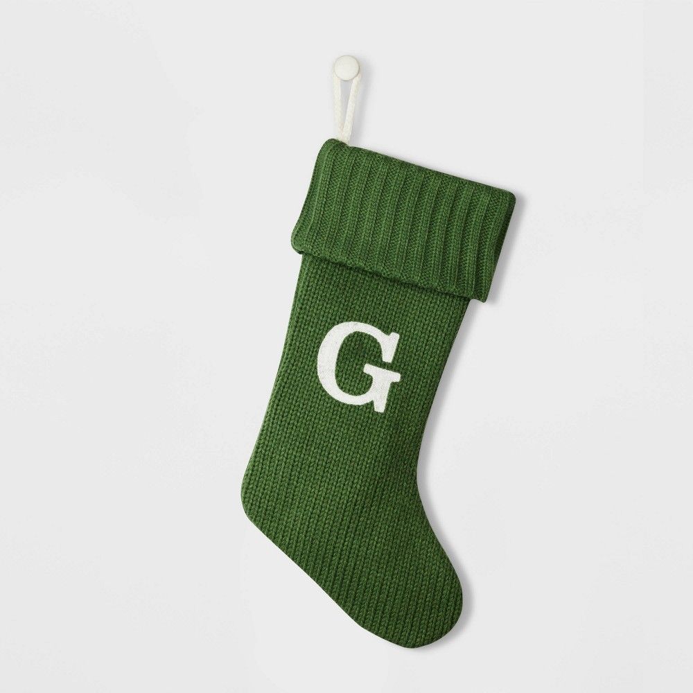 Knit Monogram Christmas Stocking Green G - Wondershop | Target
