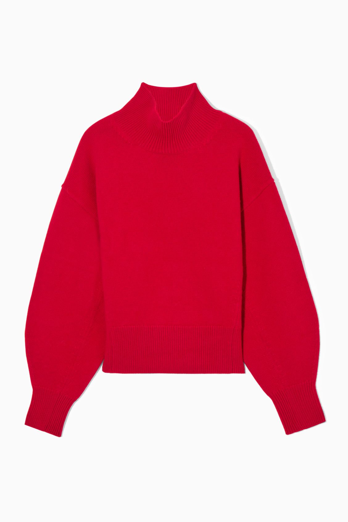 FUNNEL-NECK WAISTED WOOL SWEATER - RED - Knitwear - COS | COS (US)