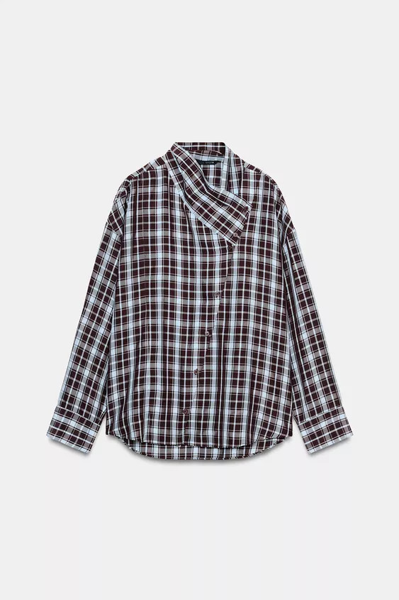 PLAID WRAP SHIRT | Zara US