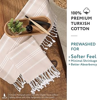 WETCAT Turkish Hand Towels with Hanging Loop (20 x 30) - Set of 2, 100% Cotton, Soft - Pre Washed... | Amazon (US)