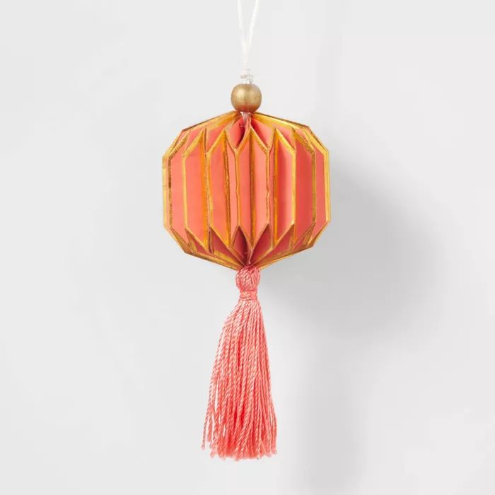 Paper Lantern with Tassels Christmas Tree Ornament Orange - Wondershop™ | Target