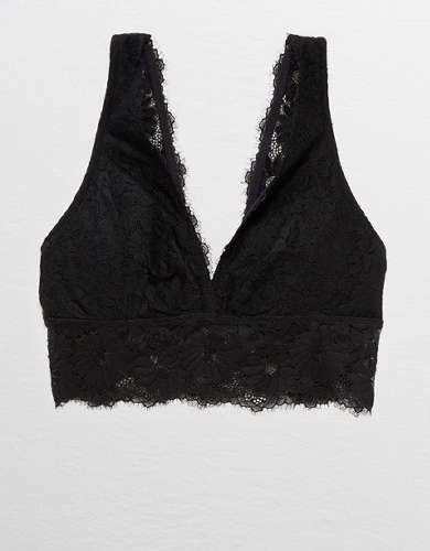 Aerie Happy Lace Padded Plunge Bralette | American Eagle Outfitters (US & CA)