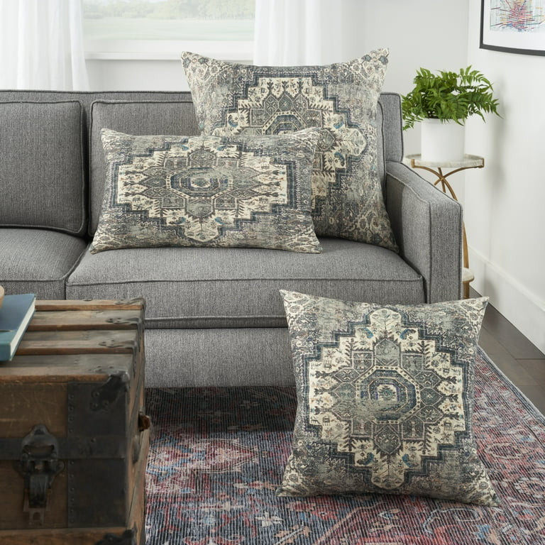 Nicole Curtis Persian Medallion 24" X 24" Grey/Multi Throw Pillow | Walmart (US)