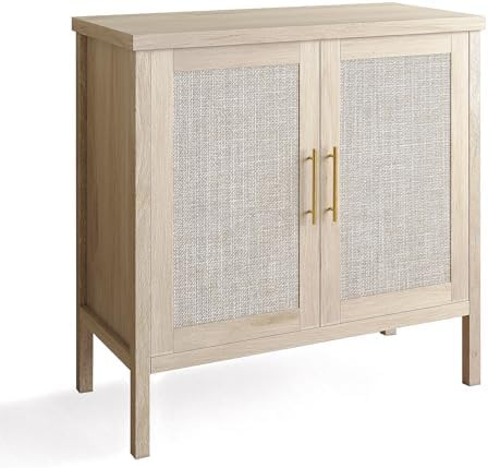 VOWNER Rattan Storage Cabinet, Buffet Cabinet Sideboard with Rattan Decorated Doors, Cupboard for... | Amazon (US)