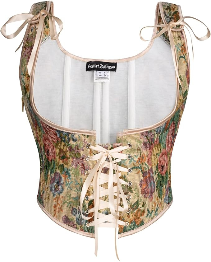 Scarlet Darkness Women's Renaissance Corset Floral Underbust Corset Tops Vintage Boned Corset Bel... | Amazon (US)