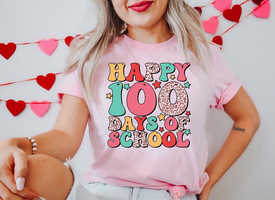 Happy 100 Days of School Shirt, 100 Days Celebration Shirt, School 100 Days Shirt, Teacher 100 Da... | Etsy (US)