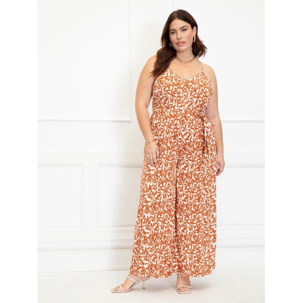 ELOQUII Elements Women's Plus Size Adjustable Easy Tank Jumpsuit - Walmart.com | Walmart (US)