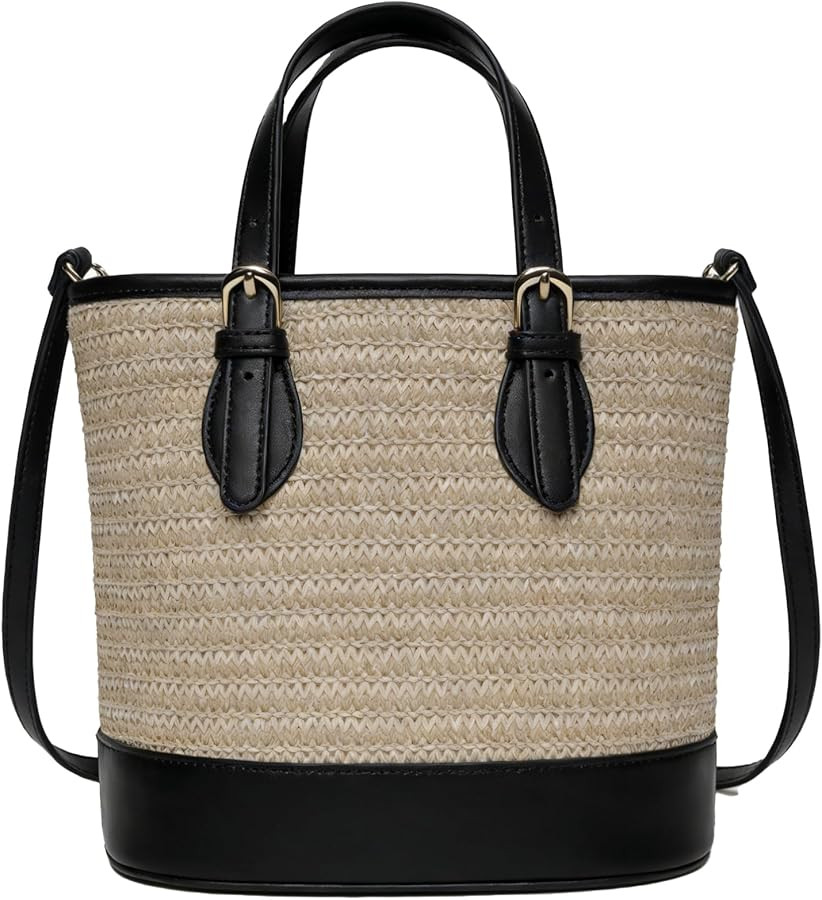 Trendy Women’s Straw Bucket Bag Straw Crossbody Bags For Women Summer Beach Clutch Travel Top-h... | Amazon (US)