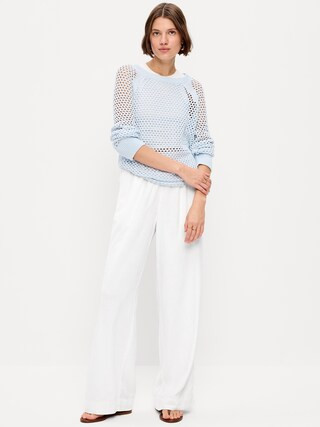 High-Waisted Linen-Blend Super Wide-Leg Pants | Old Navy (US)