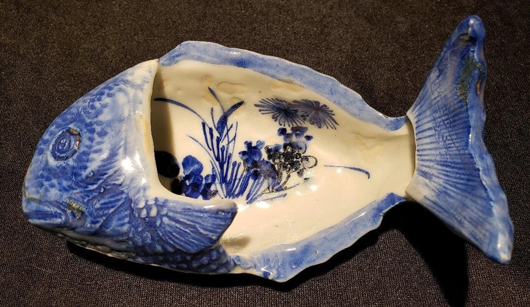 Chinese Blue & White Porcelain Fish Bone Dish Late 19thc - Etsy | Etsy (US)