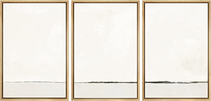 SIGNWIN Framed Canvas Print Wall Art Set Duotone Gray White Grunge Pastel Landscape Shapes Abstra... | Amazon (US)