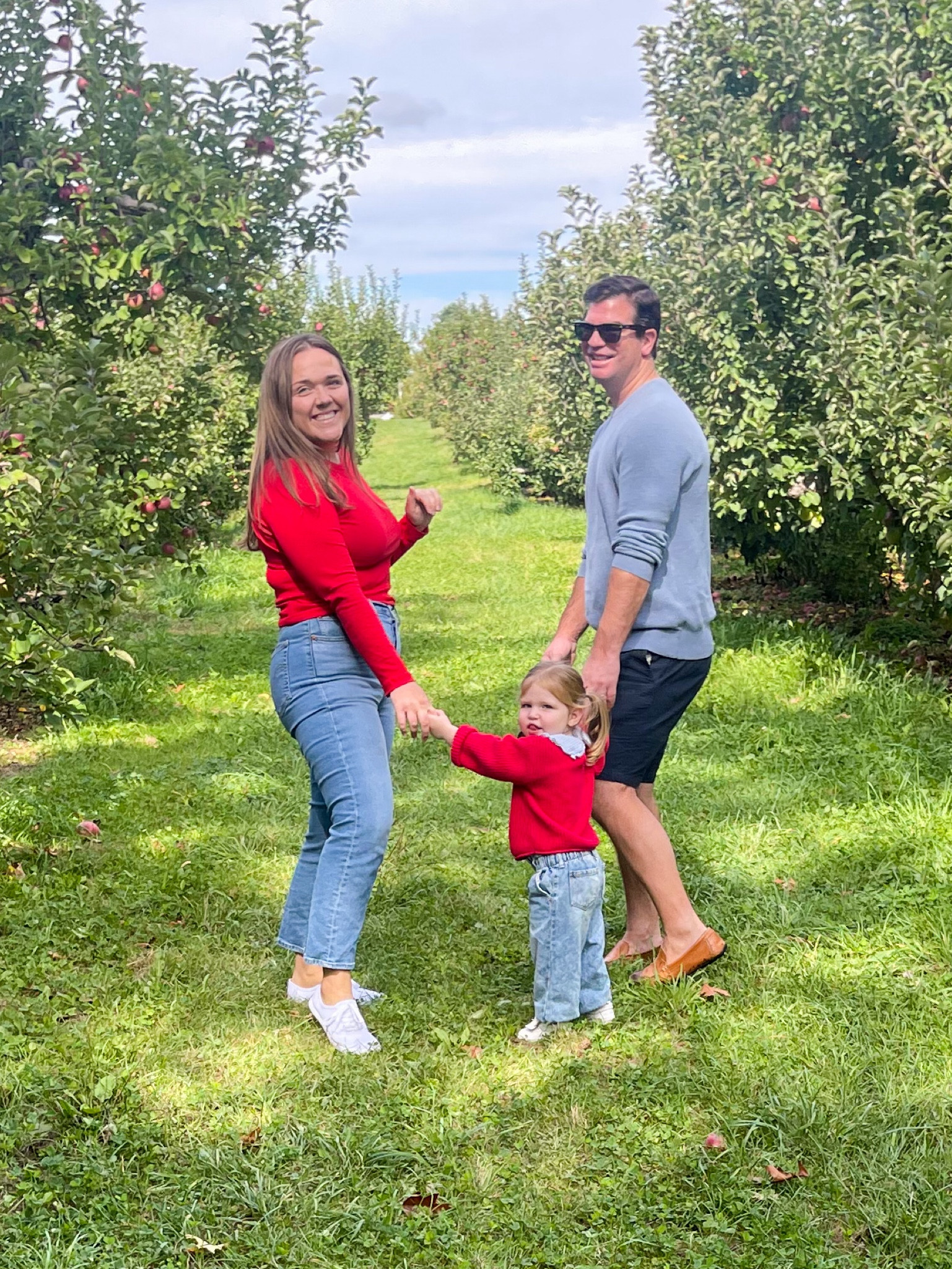 Blue sky apple picking 🍎 
Toddler sweater is Zara so linking similar! 
Mom and dad are head to toe target 🎯 

#LTKFamily #LTKSeasonal #LTKFallSale