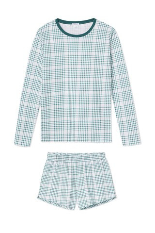 Pima Long-Short Weekend Set in Juniper Plaid | LAKE Pajamas
