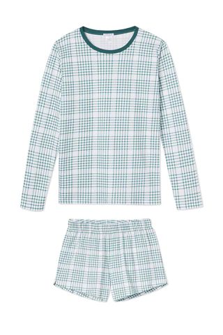 Pima Long-Short Weekend Set in Juniper Plaid | LAKE Pajamas