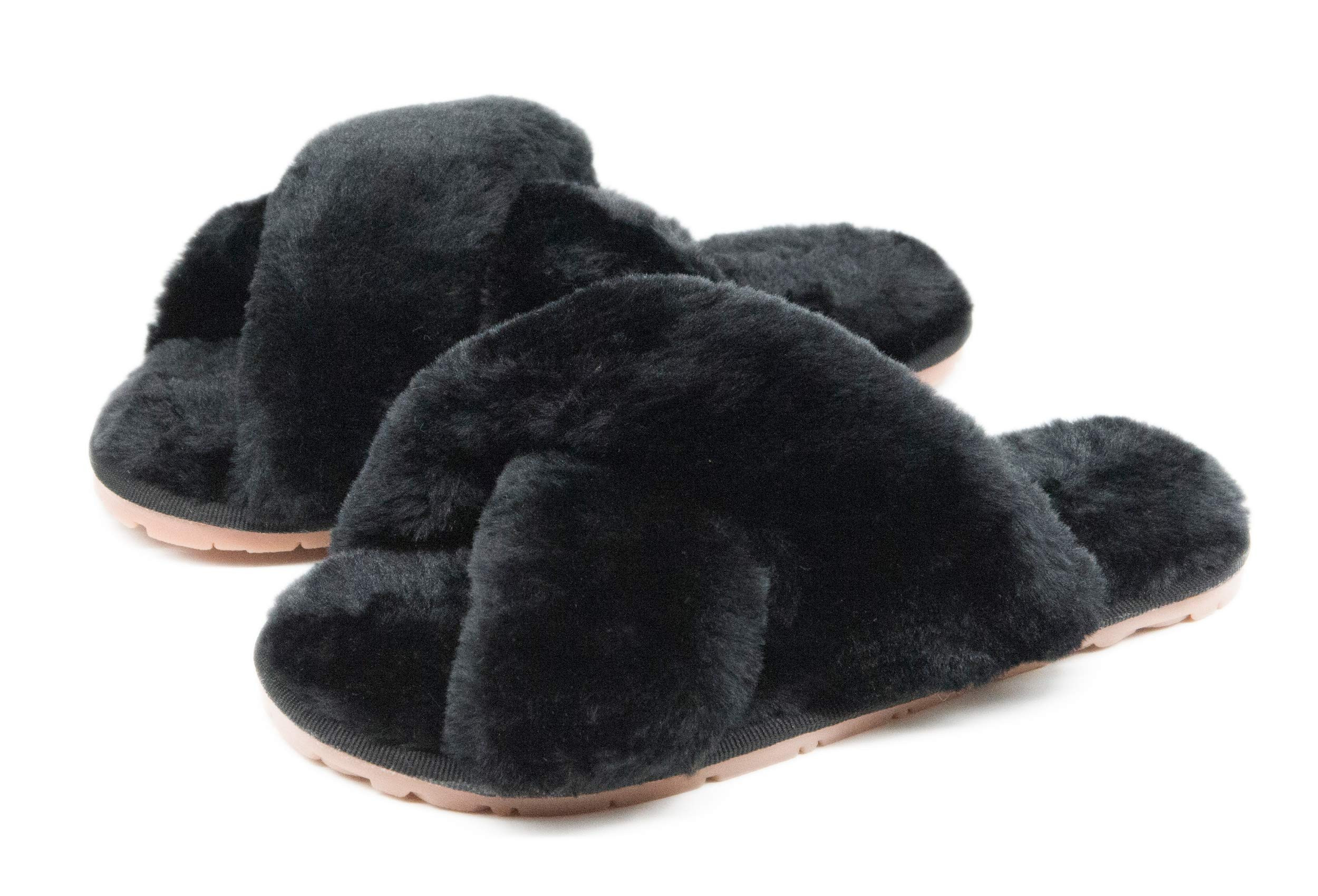 Women's Fuzzy Fluffy Furry Fur Slippers Flip Flop Open Toe Cozy House Memory Foam Sandals Slides ... | Amazon (US)