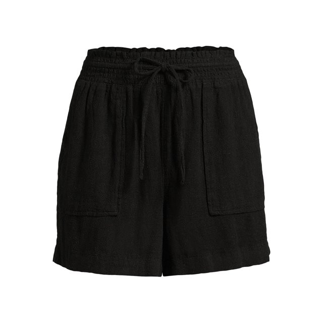 Time and Tru Women's Linen Blend Shorts with Smocked Waist, Sizes XS-XXXL | Walmart (US)