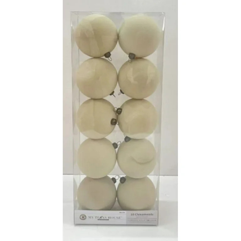 10 Count Tan Flocked Christmas Ornaments, 4.3 in, by My Texas House | Walmart (US)