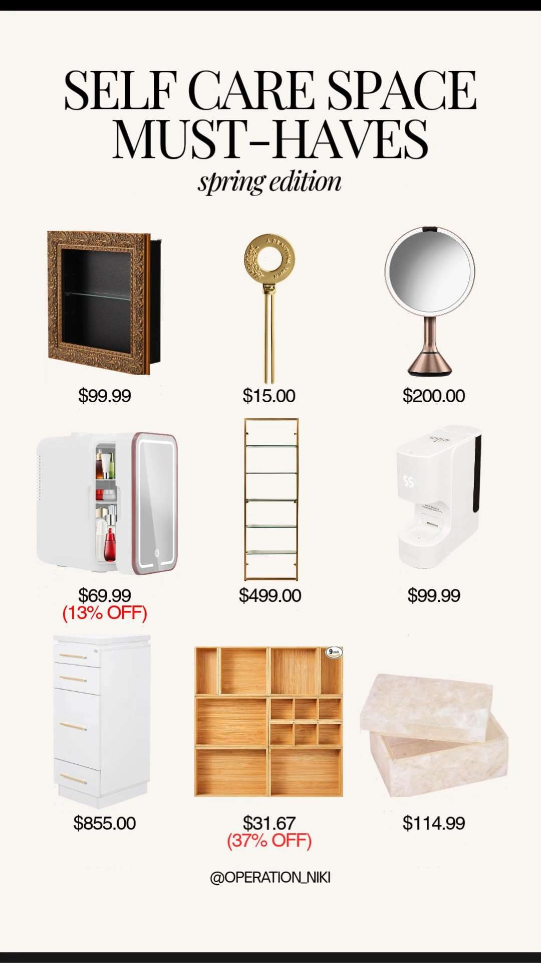 Create the ultimate retreat with these Self Care Space Must-Haves. ✨ Having a dedicated spot for your routine makes staying organized and consistent so much easier.

I am loving this setup featuring a mini fridge to keep my skincare chilled and refreshing. Using the right storage solutions ensures everything has a place, making my morning and night routines feel like a total dream. ☁️🧘🏾‍♀️



Follow for more @OPERATION_NIKI on IG, TikTok, & Facebook



#SelfCareSpace #HomeOrganization #SkincareRoutine #BeautyFridge #MorningReset #AmazonHome #SelfCareDaily #OperationNiki #BeautyFavorites #HomeRefresh #WellnessSpace #OrganizedLife #SkincareEssentials 

 

#LTKselfcare #LTKHome