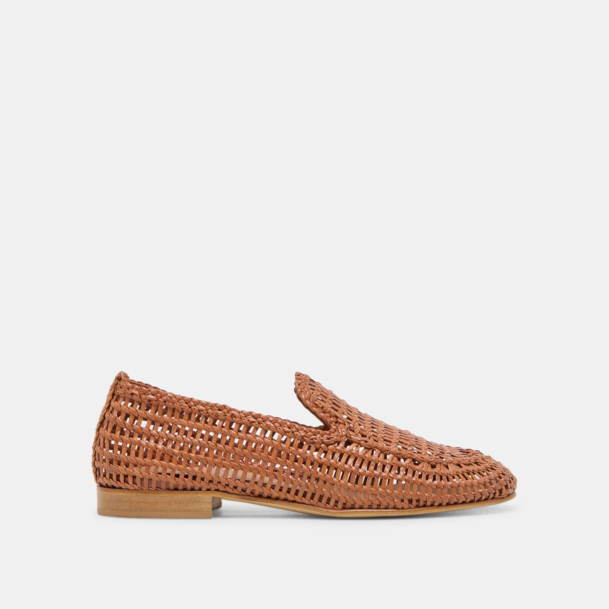 Armond Flats Cognac Woven Leather | DolceVita.com