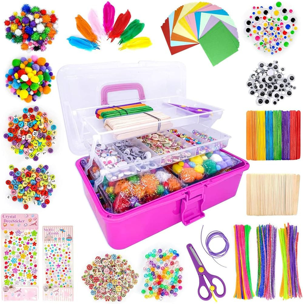 1405 Pcs Art and Craft Supplies for Kids, Toddler DIY Craft Art Supply Set Included Pipe Cleaners... | Amazon (US)