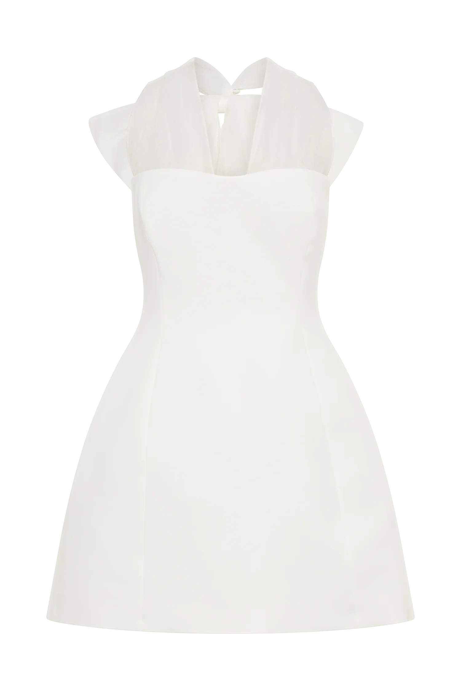 Maryam Tulle Bow Mini Dress - White | MESHKI US