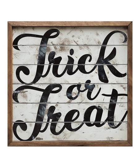White & Black 'Trick or Treat' Wall Sign | Zulily