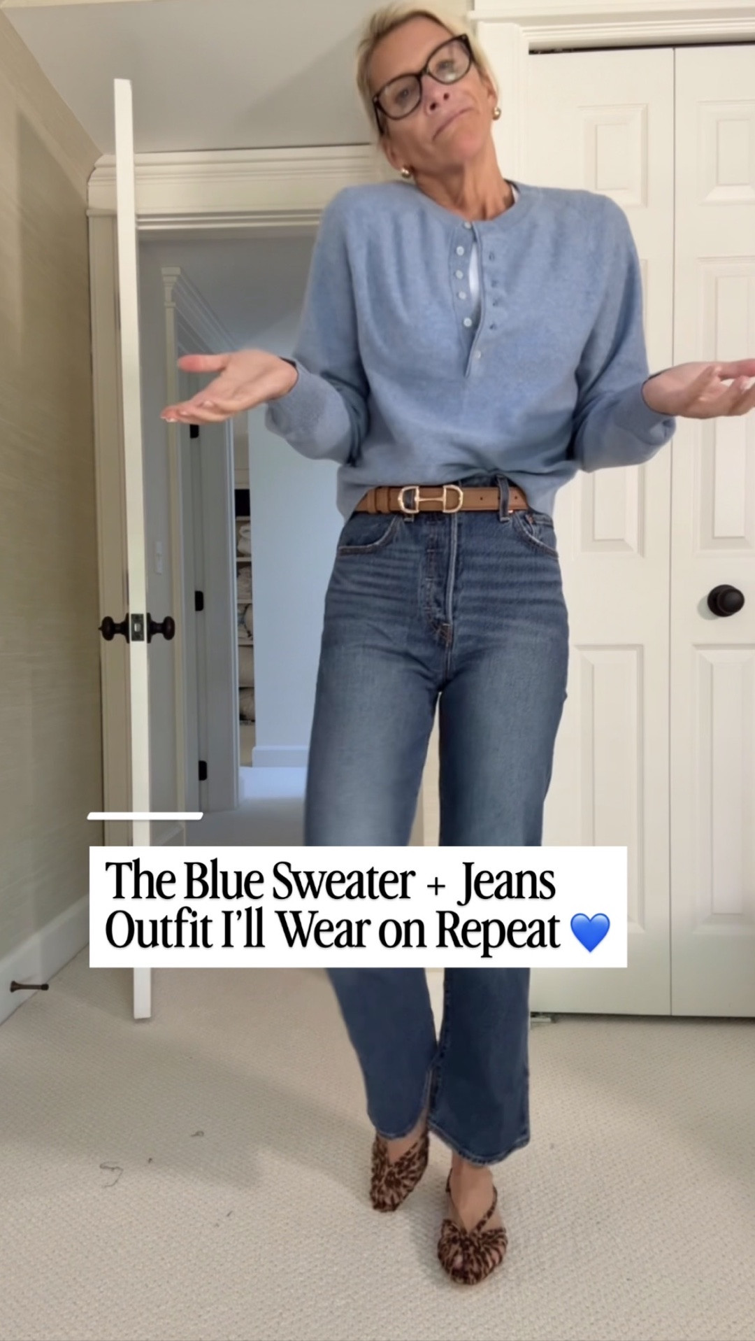 A soft blue sweater, great-fitting jeans, and leopard flats—such an easy everyday fall outfit. I love how the pretty blue-on-blue keeps it classic while the leopard flats add just enough personality. 💙

👩‍💻 LTK PRO TIPS
❤️ Heart = Support my posts ;-)
🔖 Save = Get sale & restock alerts for the things you love!
📋 Lists = Keep favorites organized (List ideas: Christmas, Birthdays, and Vacations!)
📲 Share = Send lists and products to a friend (or your daughters like me).
💬 Comment = Ask me anything, and I’ll answer. ;-)

#LTKootd #LTKSeasonal #LTKOver40