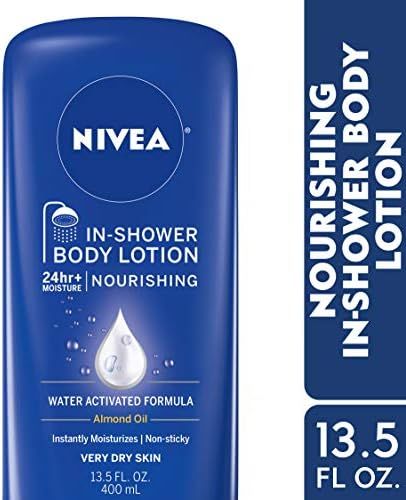NIVEA Nourishing In Shower Body Lotion for Dry Skin, Almond, Dark Blue, 13.5 Fl Oz | Amazon (US)