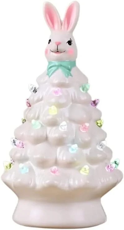 Rungungde Lighted Easter Bunny Tree - Easter Ceramic Tree Bunny Decor, Light up Bunny Gnomes Rabb... | Walmart (US)