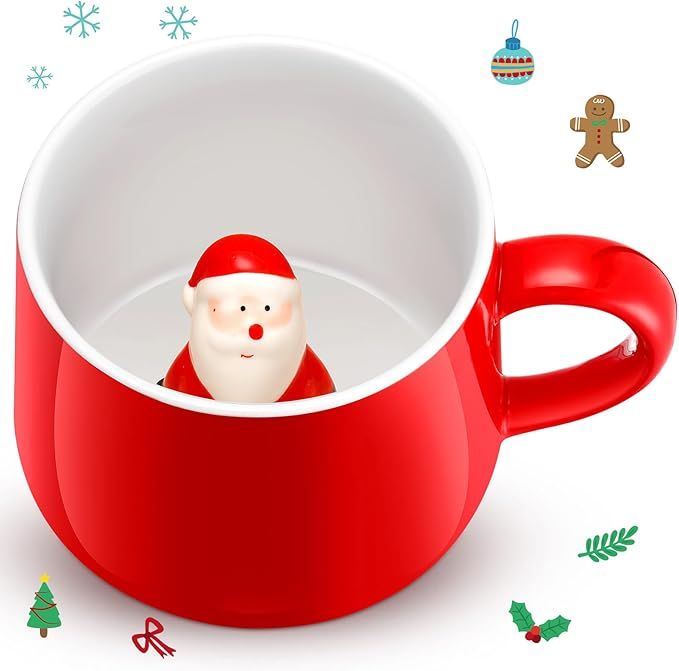 Sliner 3D Christmas Coffee Mugs 13.5 Oz Handmade Ceramics Cup Cute Cartoon Figurine Inside Animal... | Amazon (US)