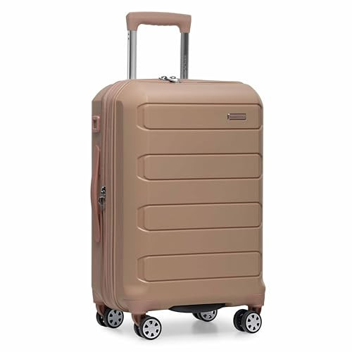 Traveler's Choice Pagosa Indestructible Hardshell Expandable Spinner Luggage, Latte Beige, 22-Inch Carry-on | Amazon (US)