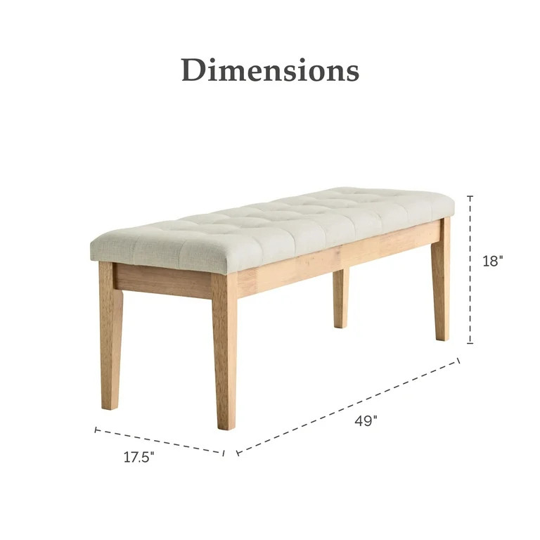 My Texas House Melissa Upholstered Bench, Oat | Walmart (US)