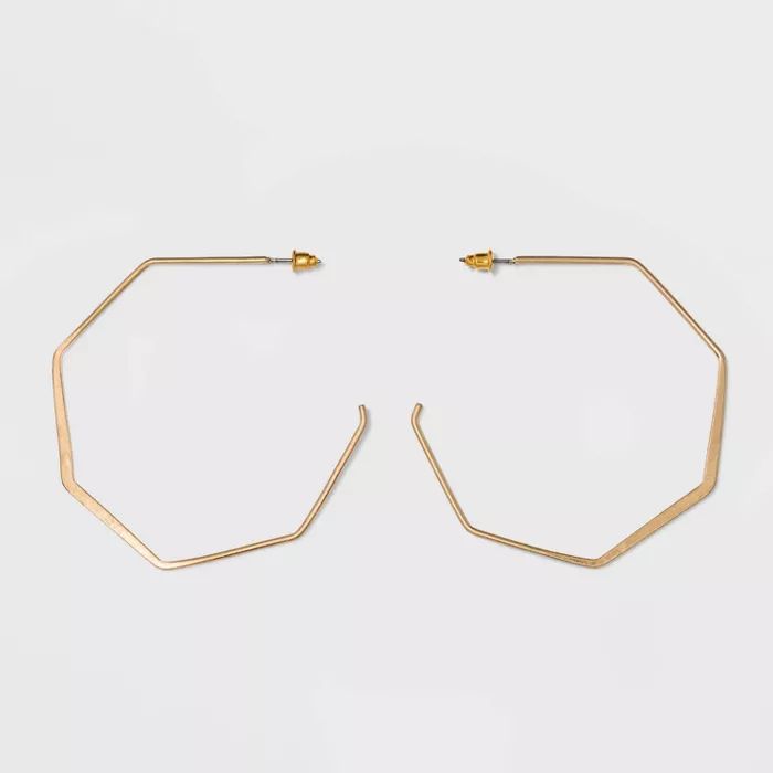 Open Flattened Bottom Hexagon Hoop Earrings - Universal Thread™ Gold | Target