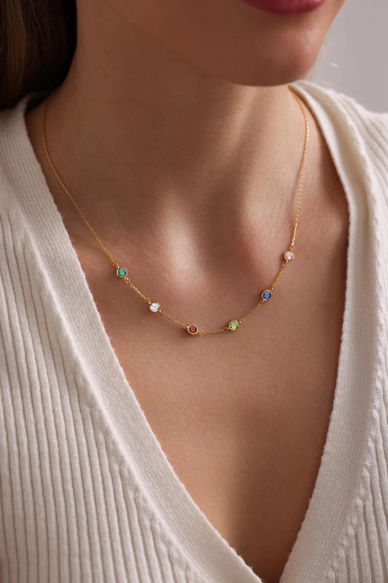 Birthstone Necklace, Mothers Necklace,mom Jewelry,family Necklace,family Birthstone Necklace,birt... | Etsy (US)