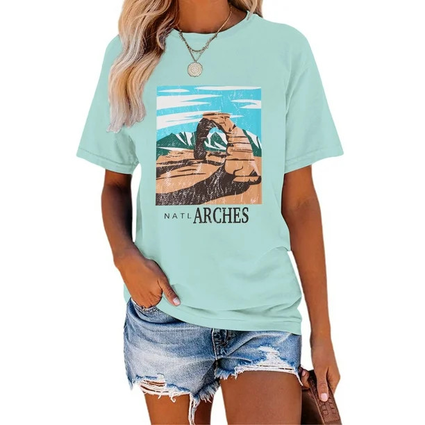 Anbech National Park Shirts Women Graphic Tshirt Western Tee Shirt NATL Arches Ladies Graphic Tee... | Walmart (US)
