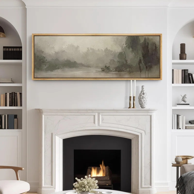 Rustic Countryside "Misty Forest Abstract Landscape Calm Extra Large Framed Artwork Wall Pictures | Wayfair North America