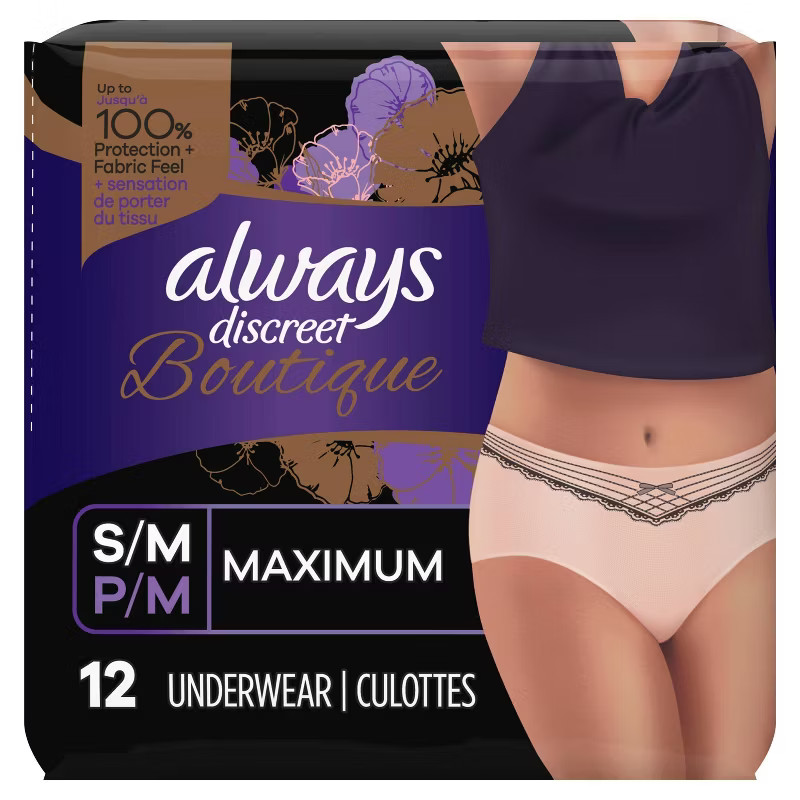 Always Discreet Boutique Maximum Protection Incontinence Underwear for Women - Peach - S/M | Target