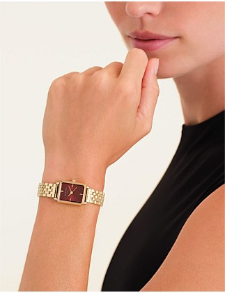 ROSEFIELD OCTAGON XS BURGUNDY SUNRAY STEEL GOLD WATCH | David Jones (Australia & New Zealand)