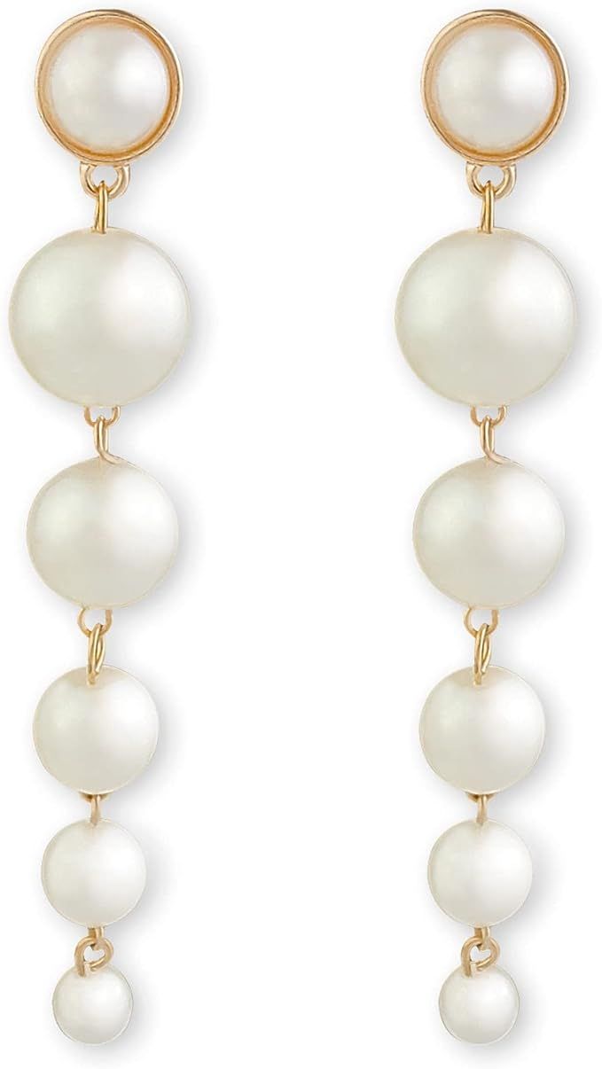 AZOKKA Long Tassel Earrings,Fringe Dangle Earrings,Pearls Earrings(Imitation),Handmade Bohemian S... | Amazon (US)