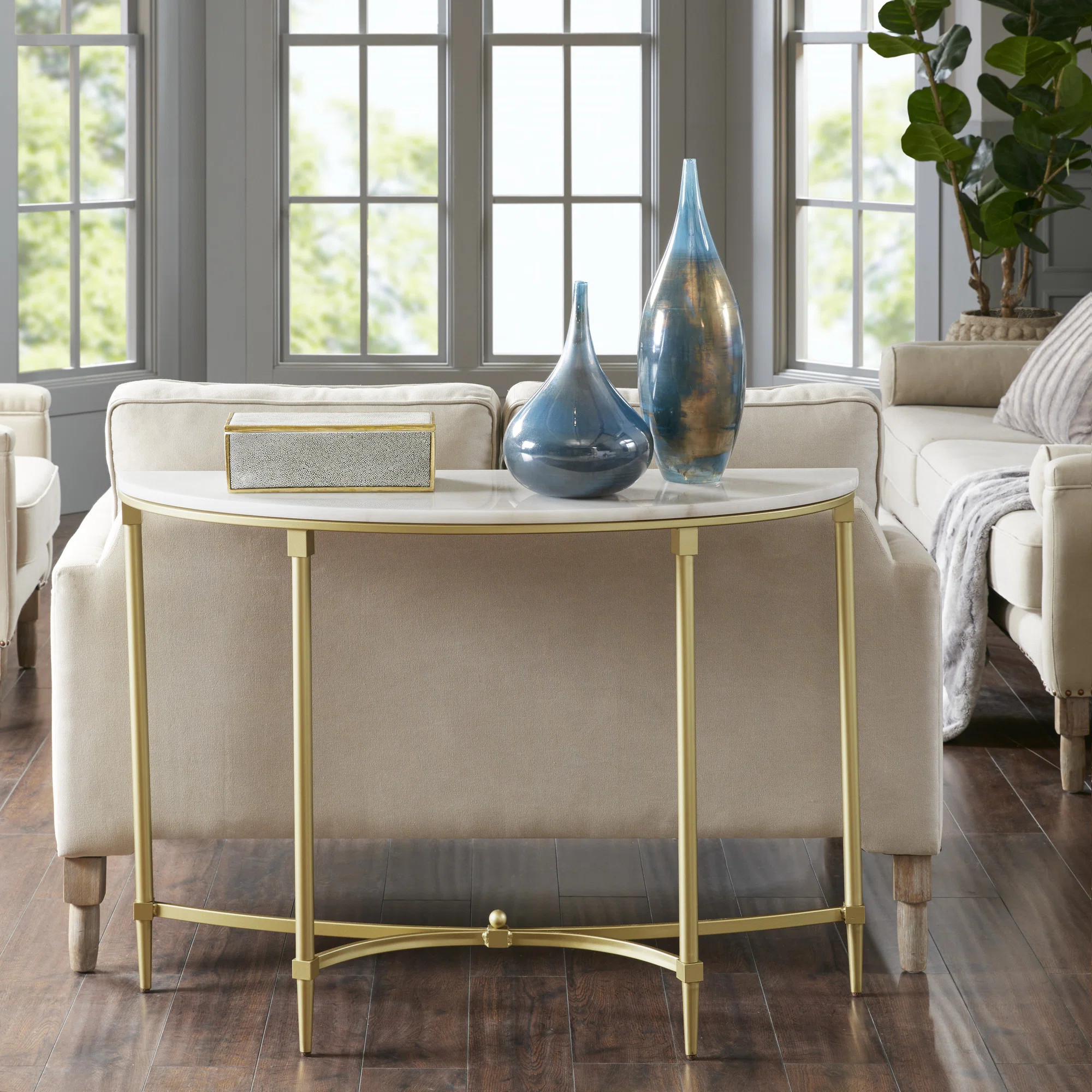 Madison Park Signature Bordeaux Gold Metal Marble Console Table & Reviews | Wayfair | Wayfair North America