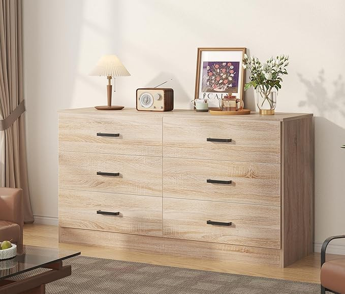 Bigbiglife Dresser for Bedroom, 6 Drawer Double Dresser, Modern Chest of Drawers with Deep Drawer... | Amazon (US)